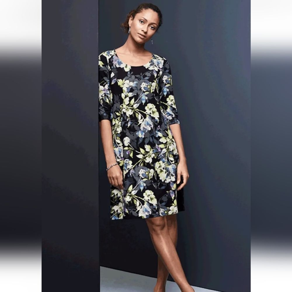 J. Jill Wearever Allium Moonlit Floral Garden Dress Size M